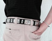 Concho Sterling Silver Belt. Black Concho Silver.Rockers Sterling Silver Belt. Unisex Silver. Vintage. Ethnic. Festival. Party. Jewellry.