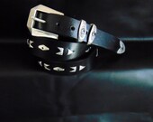 Black Sterling Silver Belt. Rockers Sterling Silver Leather Belt. Unisex. Fashion Jewellery. Office.Travel. Festival. Party. Vintage Silver.