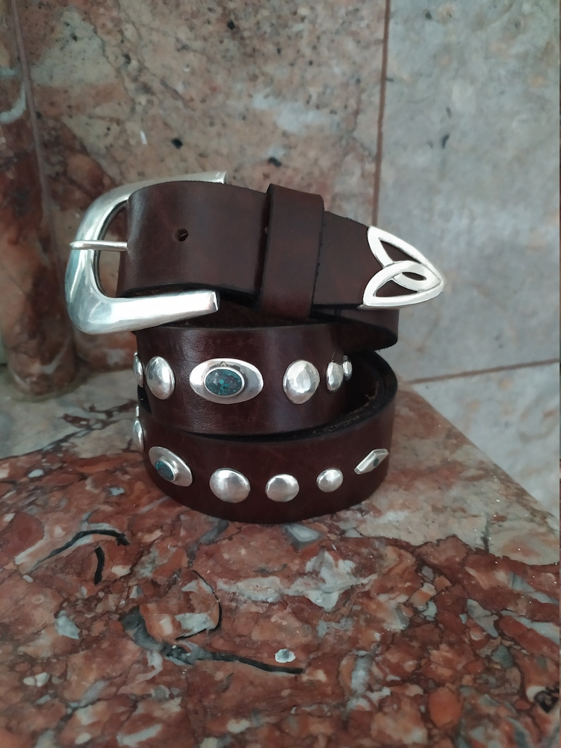 Brown Sterling Silver Handmade National uniform free shipping Unise Surprise price Belt.