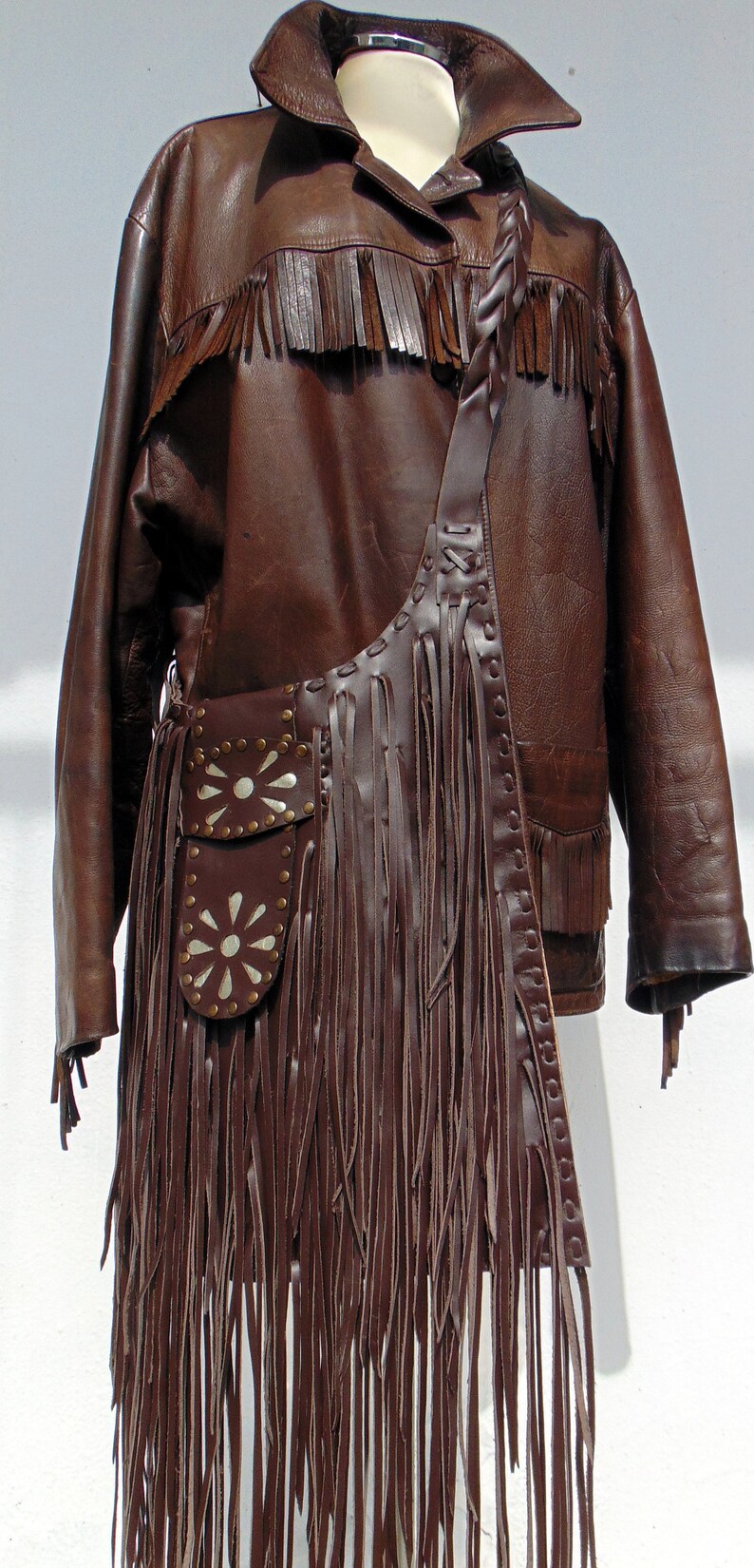 Dark Brown Crossbody Fringed Leather Bag.boho Fringed.handmade Etsy