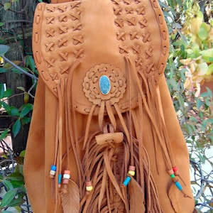 Backpacks. Handmade Brown Backpack.Native American inspired.Boho fringed.Travel. Country Western. Festival. Tribal. Vintage. Hippy. Ethnic.