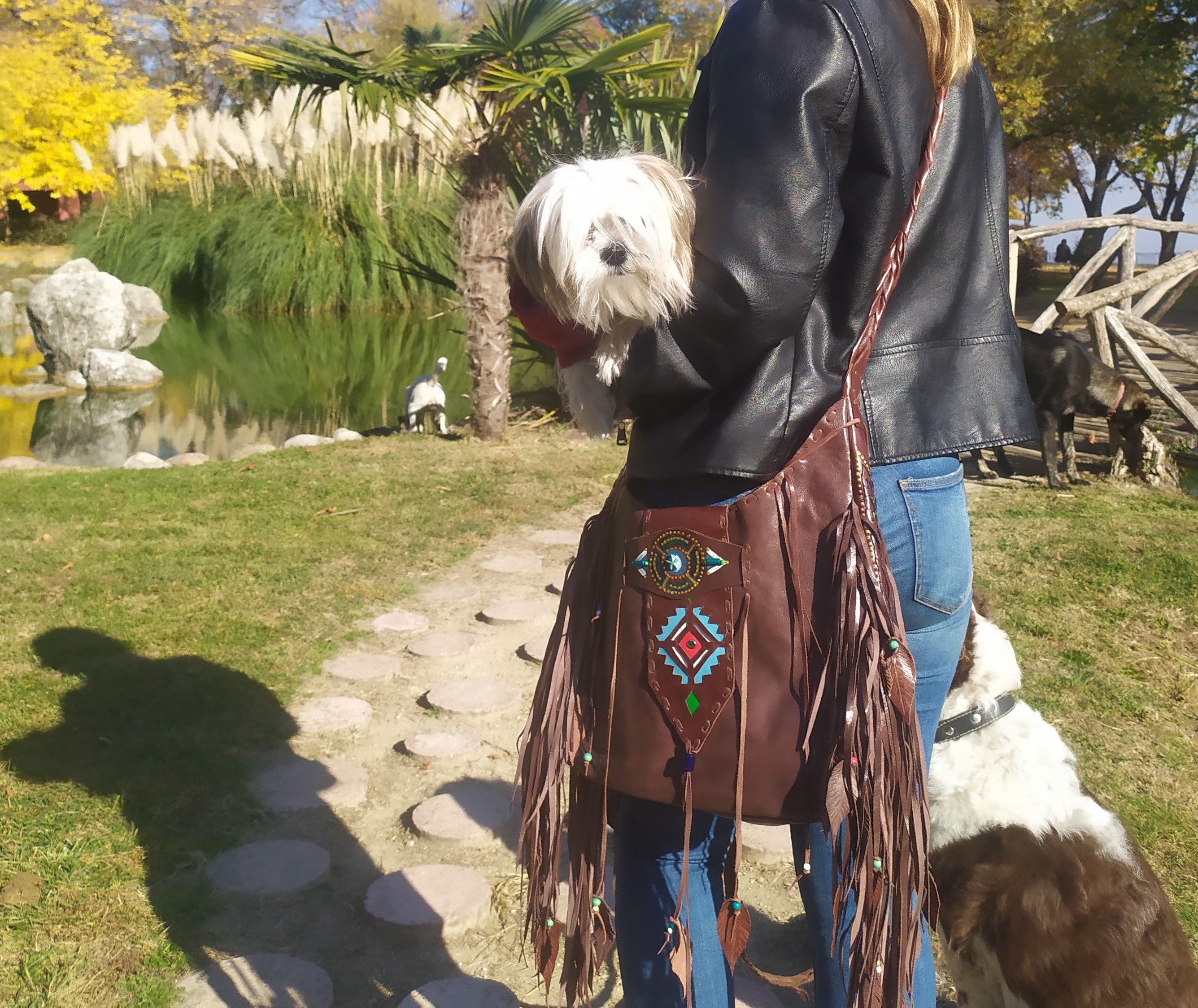 Brown Boho Beaded Crossbody