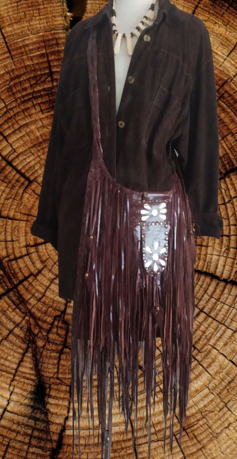Dark Brown Crossbody Fringed Leather Bag.boho Fringed.handmade - Etsy