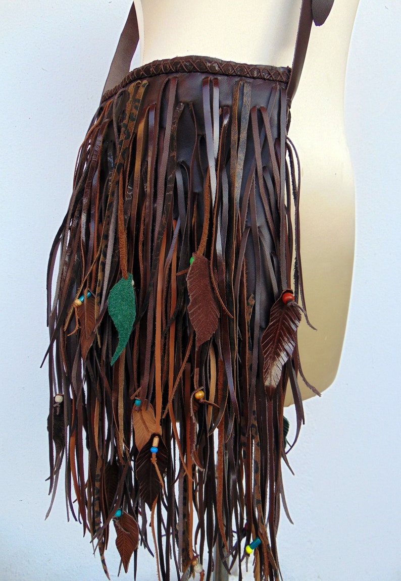 Dark Brown Crossbody Fringed Leather Bag. Native American | Etsy