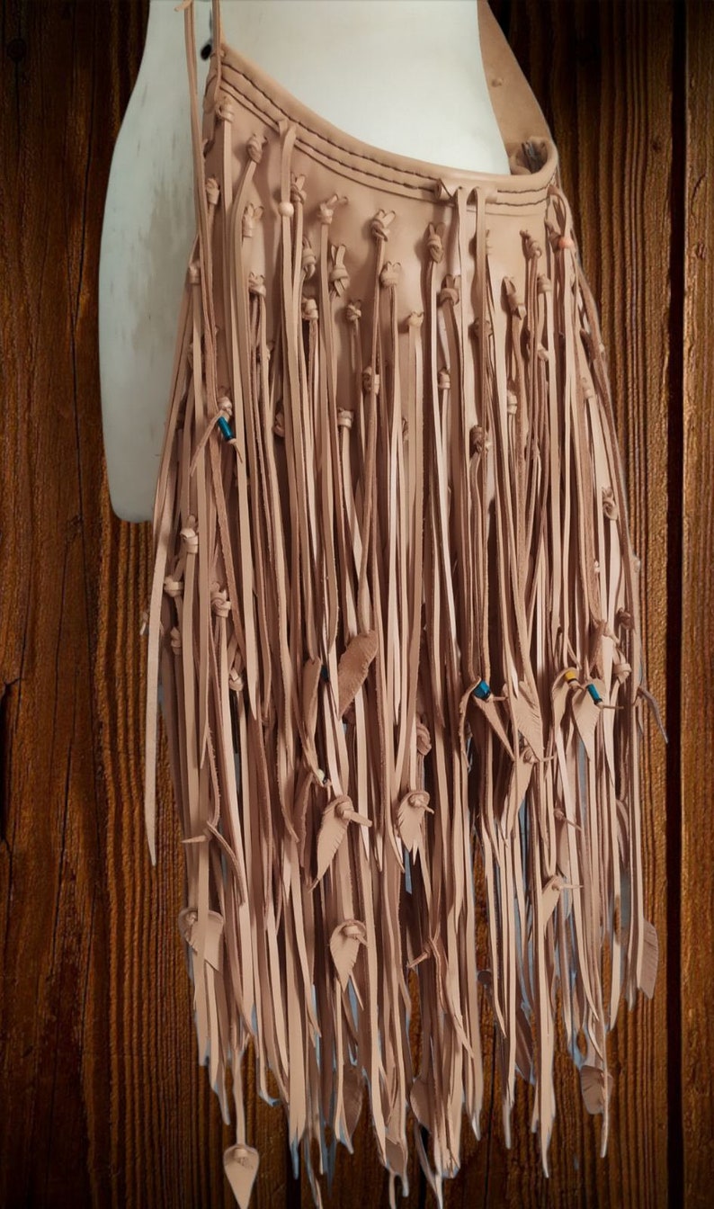 Natural Tanned Leather Crossbody Fringed Bag.boho Etsy