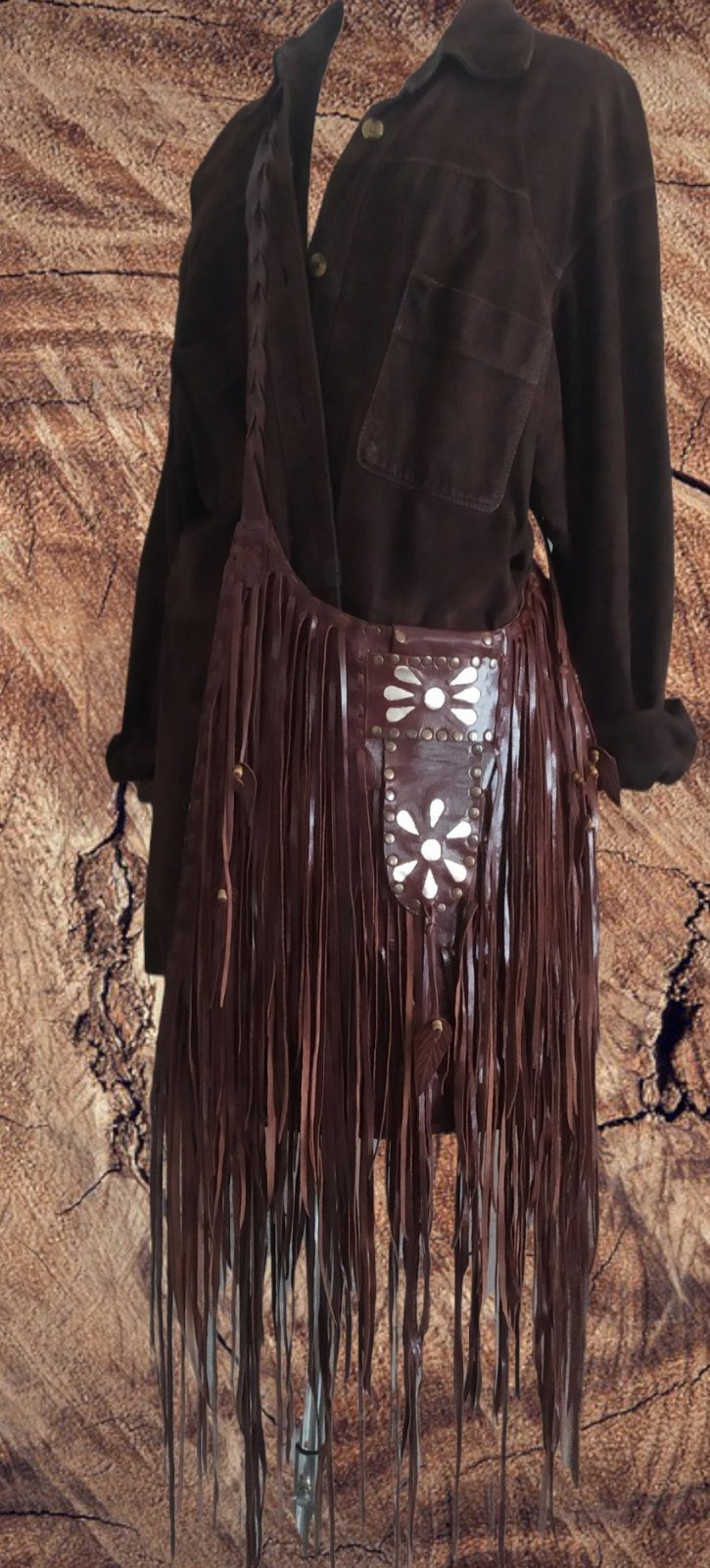 Dark Brown Crossbody Fringed Leather Bag.boho Fringed.handmade - Etsy