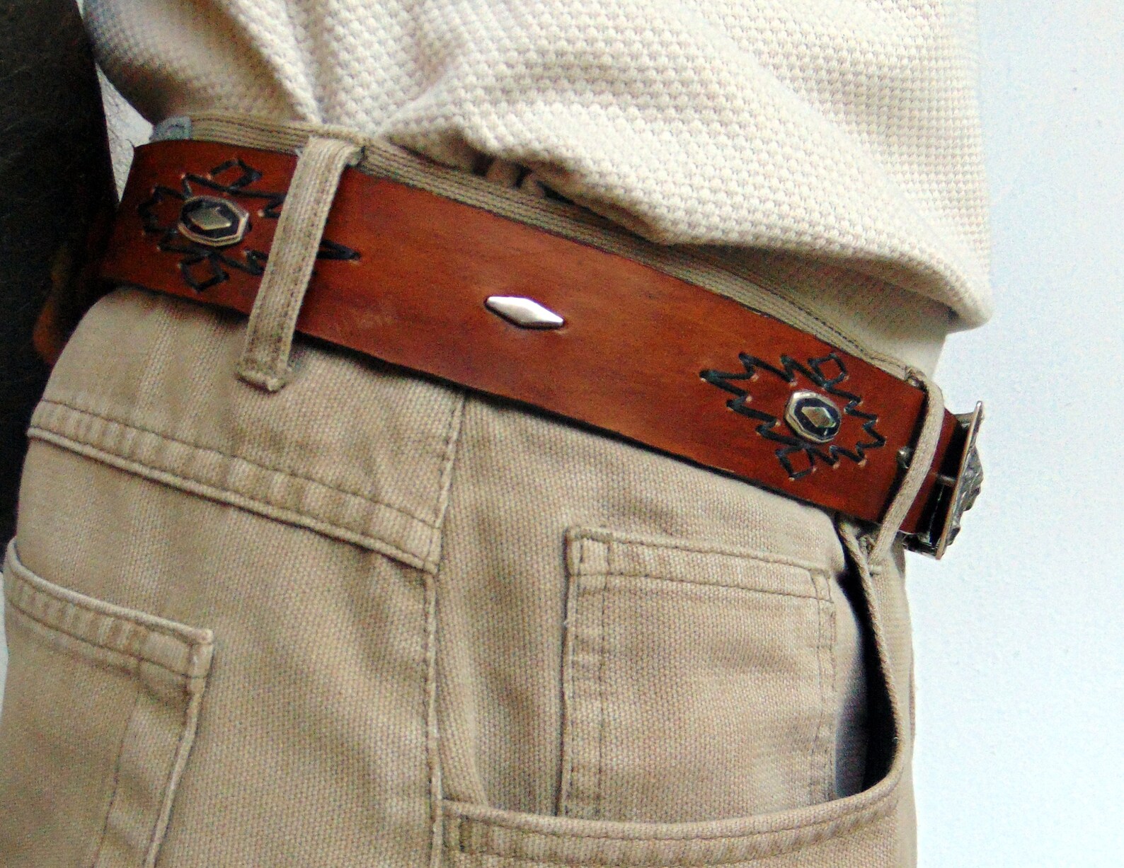 SMALL TRIOMPHE BELT 18 MM BRONZE BROWN LEATHER SILVER HARDWARE