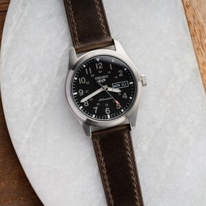 20mm HANDMADE Genuine Leather Watch Strap fits Omega Rolex Hamilton Seiko Fossil Citizen Orient Samsung - Dark Grey Brown [SHORT]