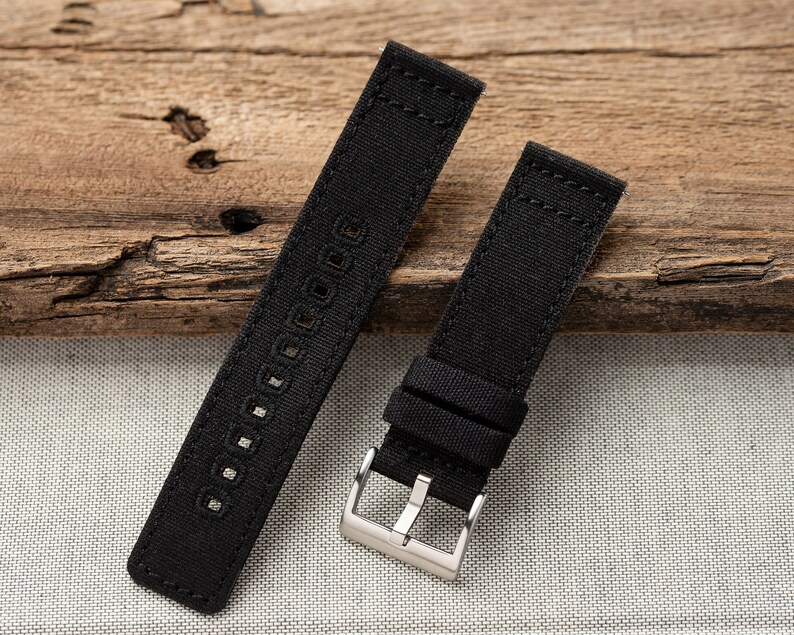 20mm 2 Piece Quick Release Canvas Field Watch Strap Fits Timex image 4