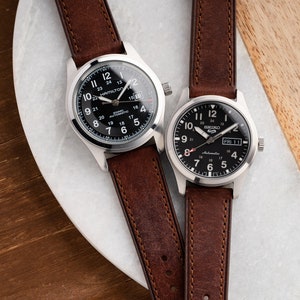 18mm 20mm 22mm Quick Release Italian Leather Watch Strap fits Omega Rolex Seiko Hamilton Citizen Fossil Samsung Apple Tudor - Dark Brown