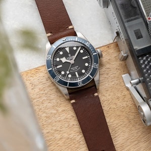 22mm Quick Release Handmade Leather Watch Strap - Dark Brown