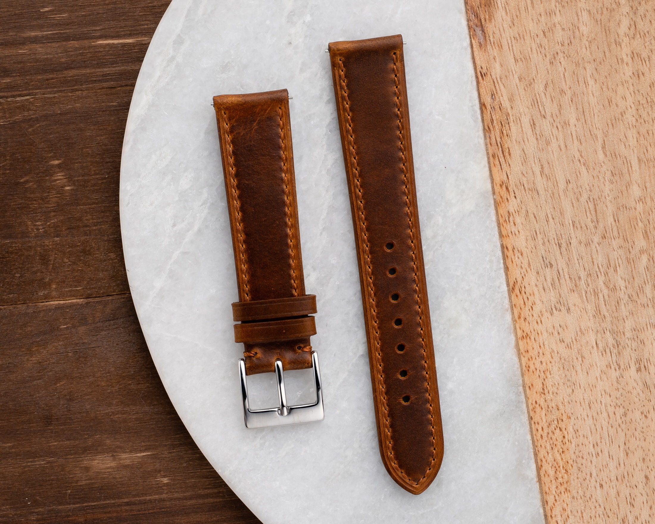 18mm 19mm 20mm 22mm [SLIM] Quick Release Leather Watch Strap