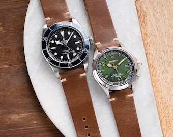 Handmade Horween Chromexcel Leather Watch Strap - Quick Release, Natural Brown