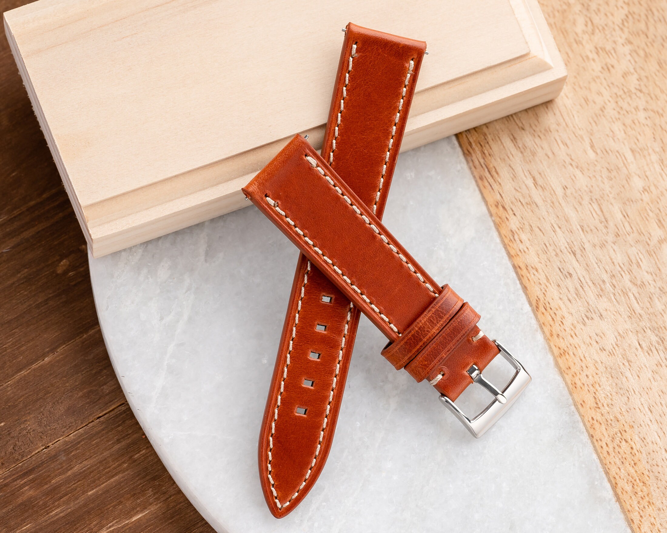 20mm 22mm Quick Release Handmade Genuine Leather Watch Strap