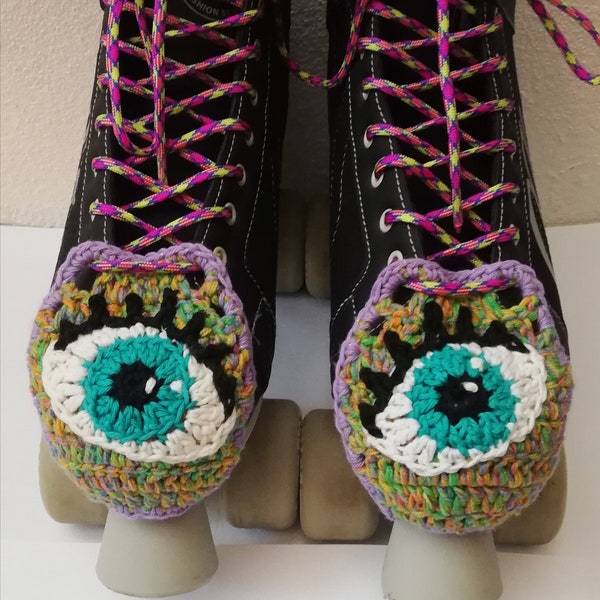 Crochet Eyes Roller Skate Toe Protector and Laces set for Adult Roller Skates