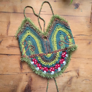 Modèle de brassière au crochet PDF Mush Love, crop top couleur champignon