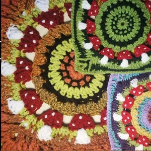 Crochet Mushroom Toadstool Granny Square downloadable PDF