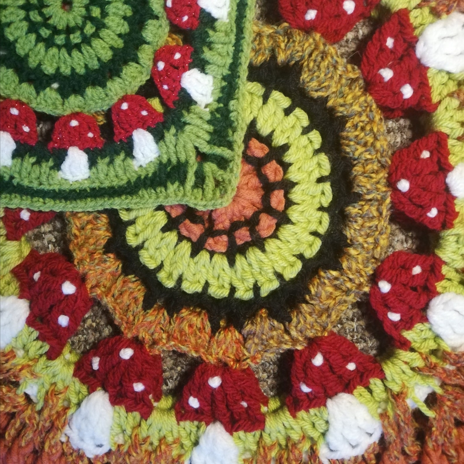 Crochet Mushroom Toadstool Granny Square Downloadable PDF Etsy