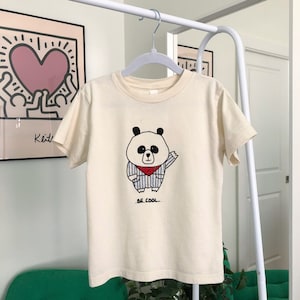 Kids tshirt Super buddy with hand embroidery - Tshirt Buddy - Panda, be cool.