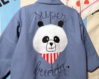 SUPER BUDDY - The sweet panda strawberry blue jacket size 2/3