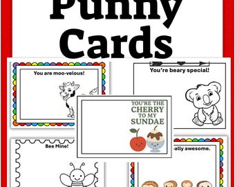 Punny Greeting Cards: 76 Printable 4x6 Postcards (Digital Download)