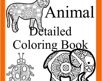 Animal Theme Coloring Book- 52 Animal Theme Coloring Pages- Animal Coloring Printables Mandala Style Coloring Printables