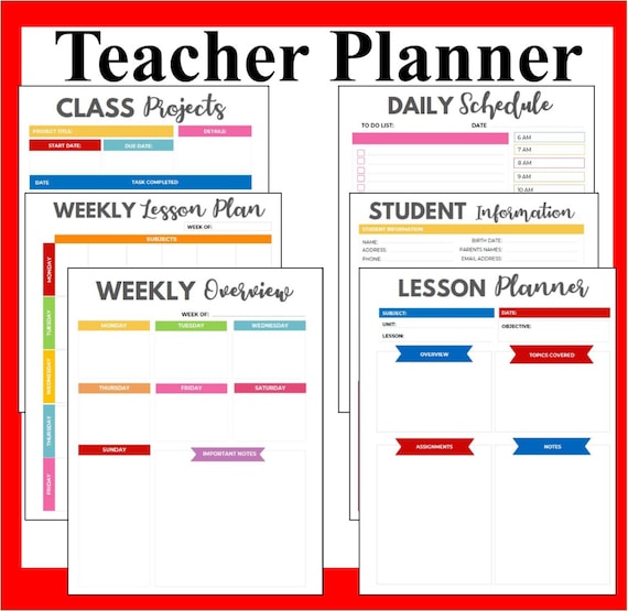 Teacher Planner Book Teacher's Lesson Planner Teachers Etsy