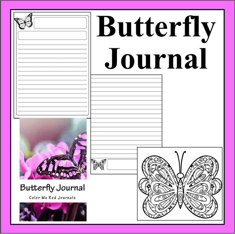Butterfly Lined Journal Pages: Printable Writing & Coloring Set ...