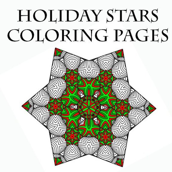 Christmas Holiday Stars Zentangle Mandala Coloring Book Etsy