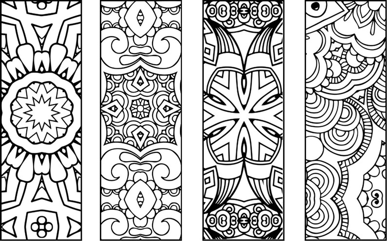 50 coloring bookmarks color your own bookmarks color therapy etsy