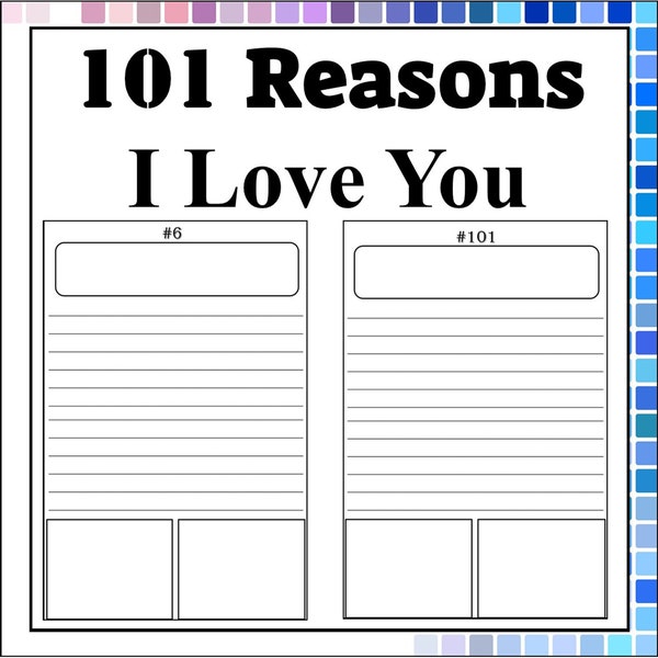 101 Reasons I Love You Journal- Record 101 reasons you love a special person and gift for a special occasion- Printable 101 Pages