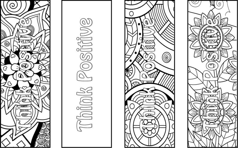 50 think positive coloring bookmarks positive affirmations