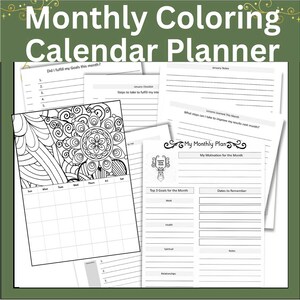 Monthly Coloring Planner – Goal Setting, Monthly Reflections & Coloring Calendar Undated