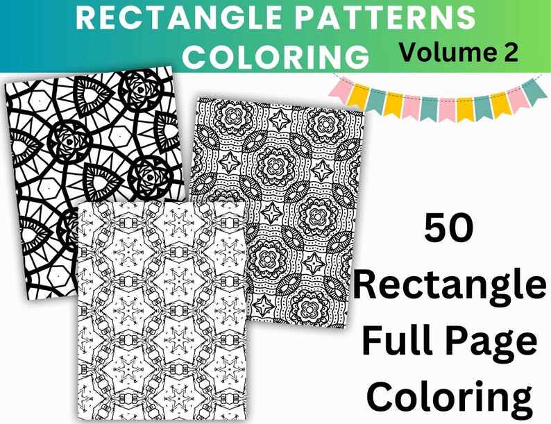 Rectangle Patterns Coloring Pages: 50 Geometric Designs (digital ...
