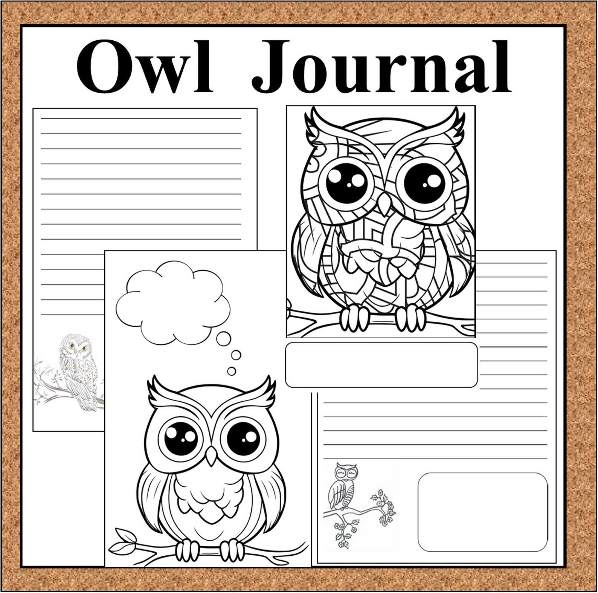 Owl Journal Pages: Printable Writing & Coloring Set (PDF Download)
