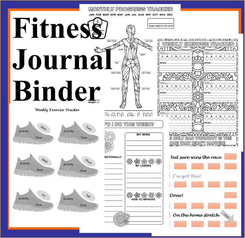 Fitness Journal Binder Fitness Tracker Printables Workout Etsy