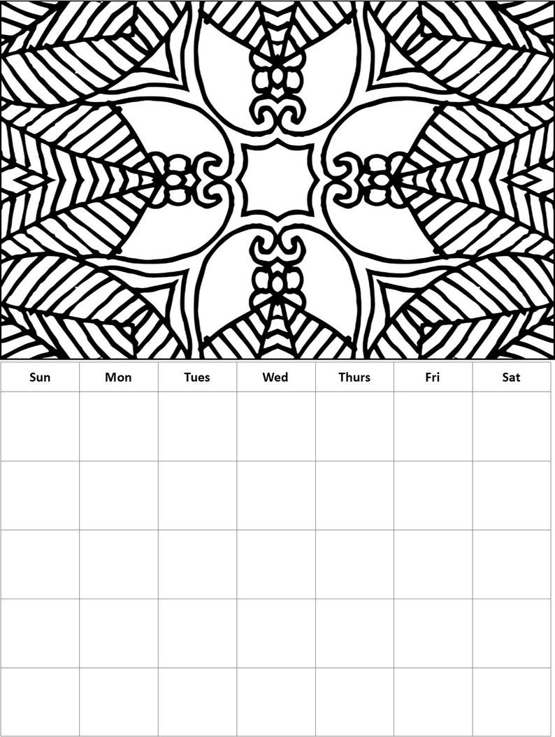 Monthly Coloring Calendars Coloring Calendar Pages Months Etsy