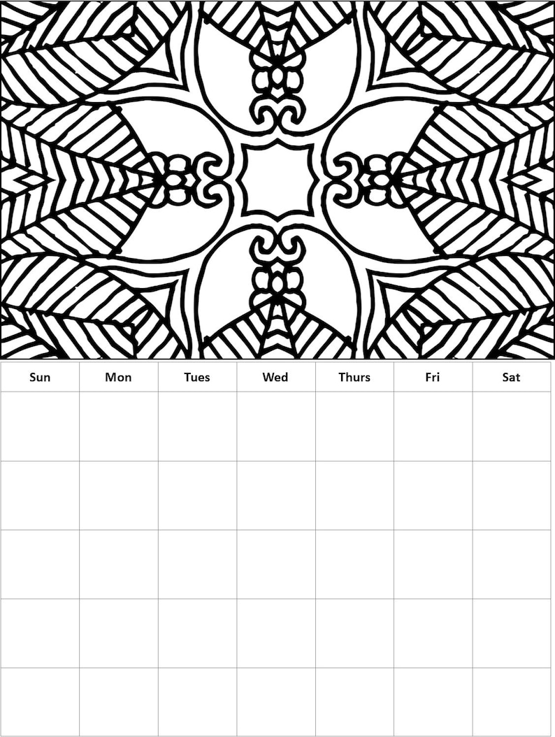 Monthly Coloring Calendars Coloring Calendar Pages Months Etsy