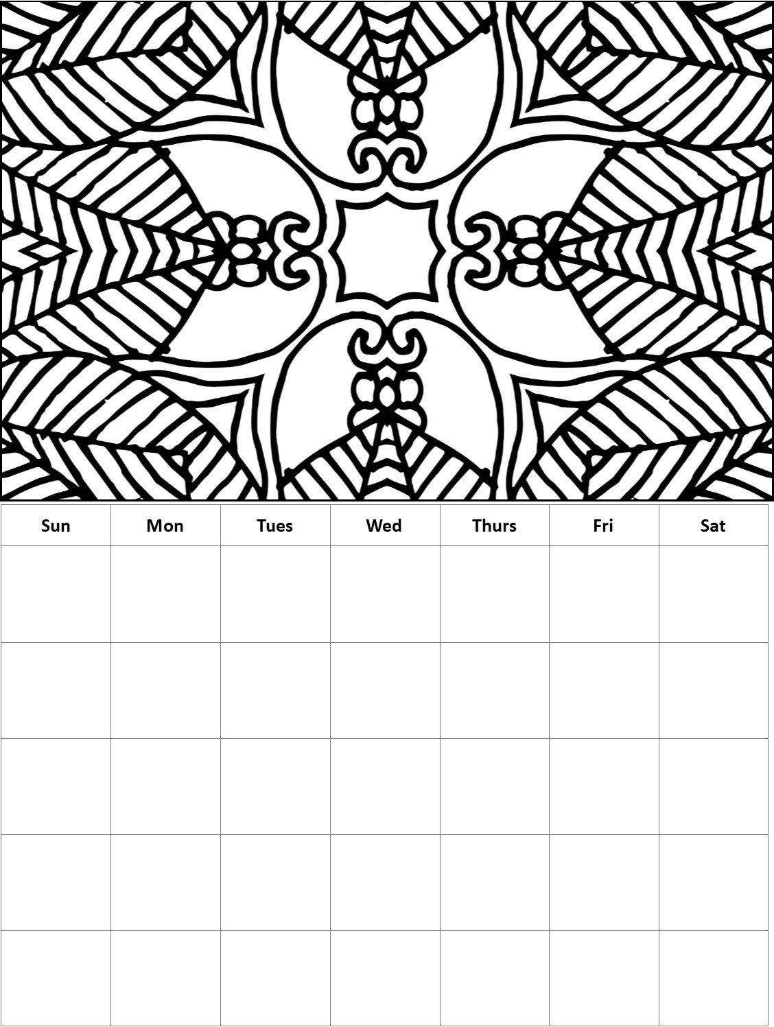 Monthly Coloring Calendars 12 Coloring Calendar (Instant Download) Etsy