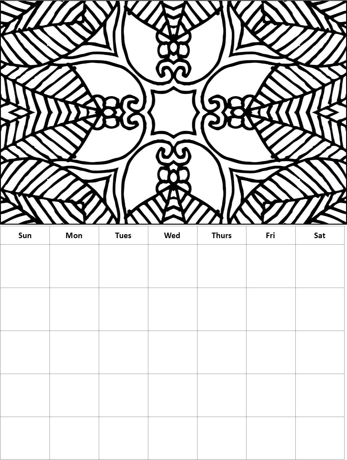 Monthly Coloring Calendars 12 Coloring Calendar (Instant Download) Etsy