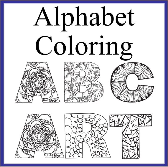 Alphabet Coloring Pages Mandala Inspired Alphabet Sheets For Etsy