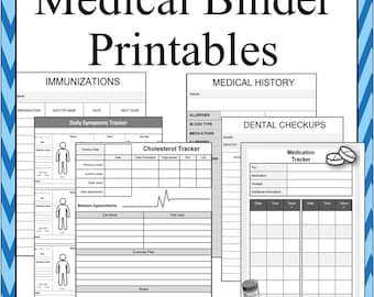 Medical Binder Printables- Health and Wellness Sheets-Medical Printables Set-Keep Track of Medical Information, A5, A4, 8x10, & US Letter