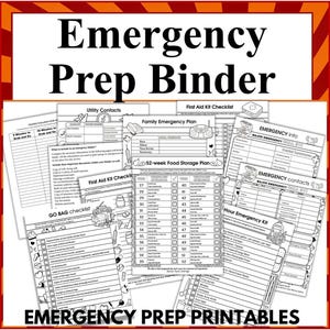 Carpeta de preparación para emergencias: carpeta para llevar a mano; imprimibles de preparación para emergencias; imprimibles de emergencia familiar; tamaños A5, A4, 8 x 10 y carta de EE. UU.