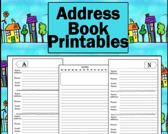 Contact Address Book Organizer, Address Book Printables, A-Z Contact Organizer,A5, A4, 8x10, & US Letter Sizes