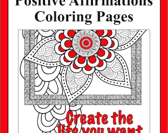 Positive Affirmations  Coloring Book- 25 Coloring Pages with Motivating Positive Statements