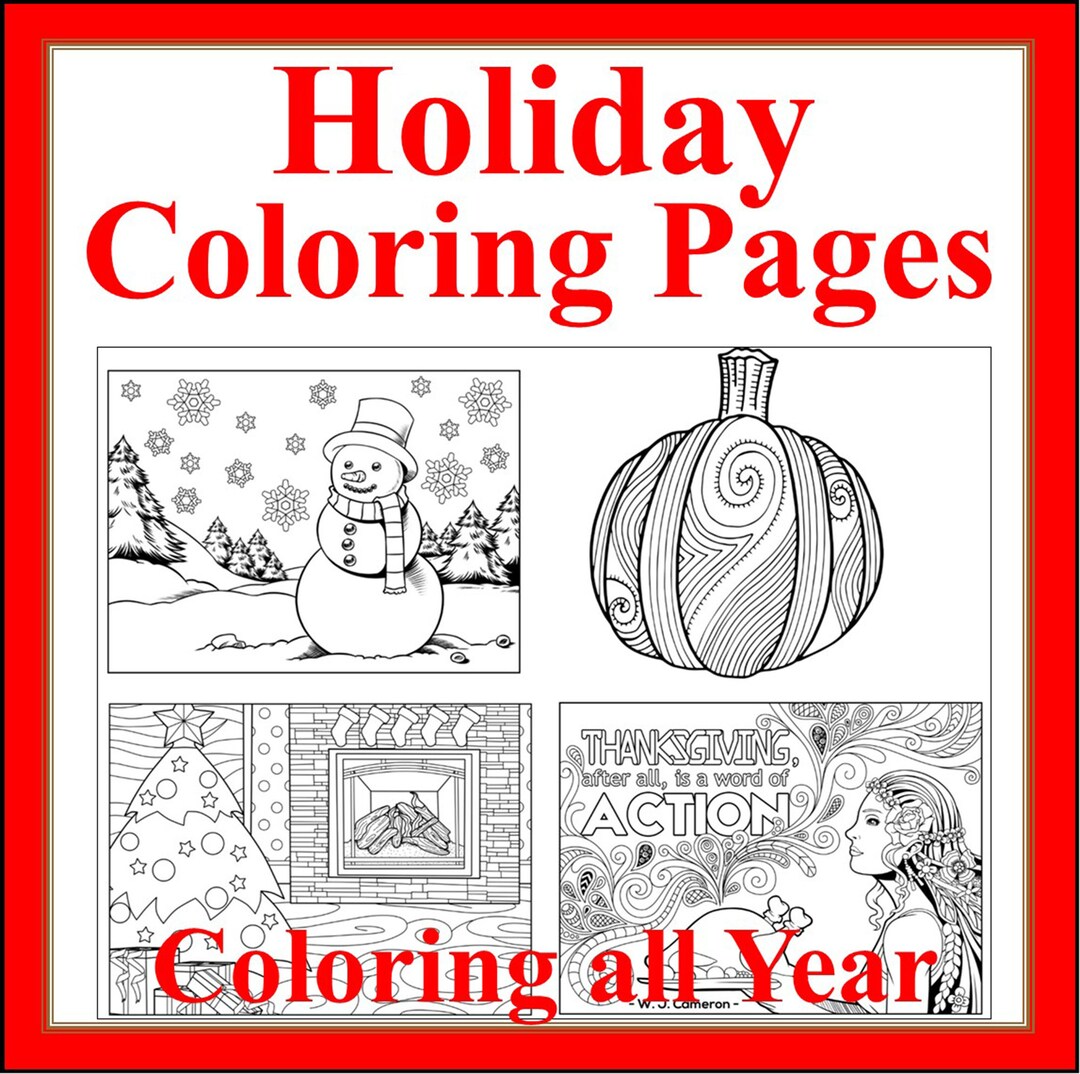 Seasonal and Holiday Adult Coloring Sheets Set Detailed Coloring Pages ...