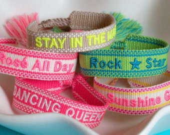 Neon Embroidered Woven Bracelets