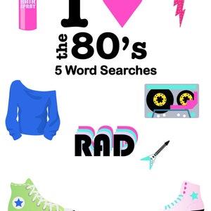 I Love the 80&#39;s Wortsuchrätsel je 5 mit Lösungen