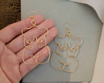 Fat Positive handmade wire feminist earrings
