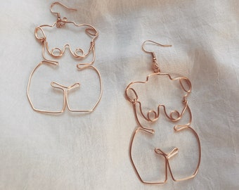 Venus body positive earrings gold naked woman feminist